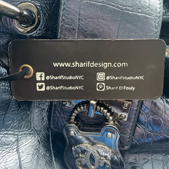 Sharif Legacy Croco Embossed Setosa Leather City Satchel - Picture 13 of 13